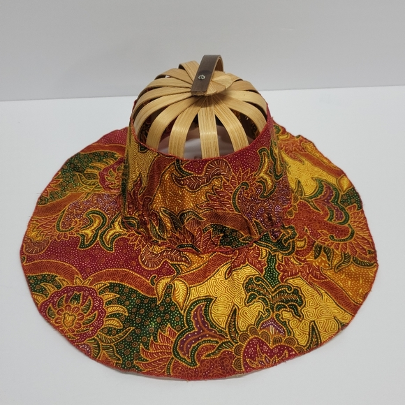 Vintage Unisex Portable Bamboo Fan to Sun Hat - Made in Korea - Picture 1 of 5